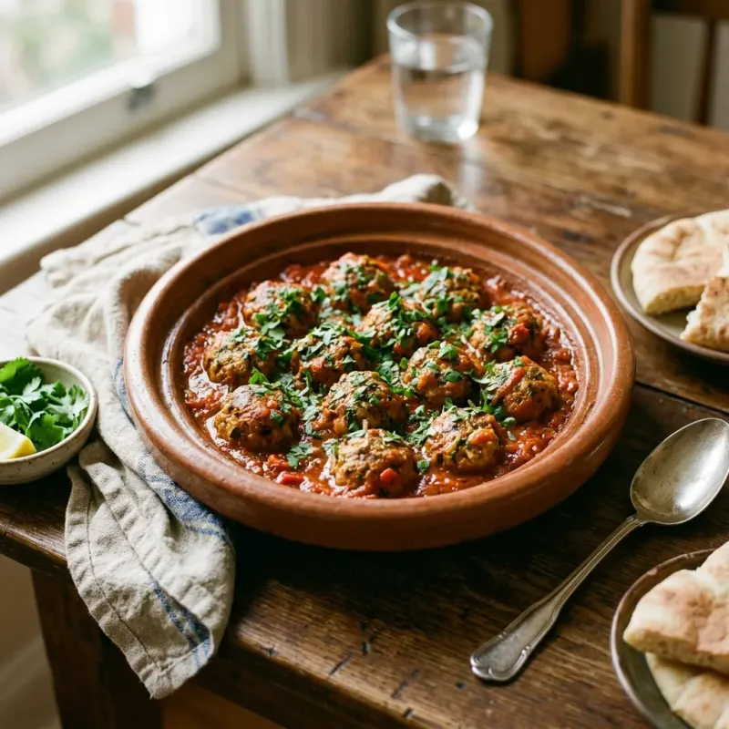 Moroccan Chermoula Sardine Meatballs In Spicy Tomato Sauce