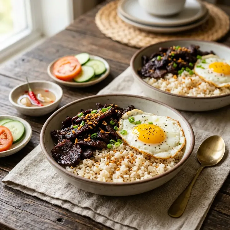 Filipino Garlic Beef Tapa Bowls