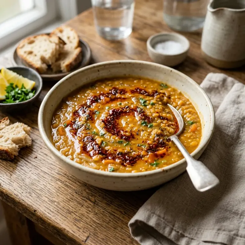 Turkish Red Lentil Stew With Pul Biber Butter