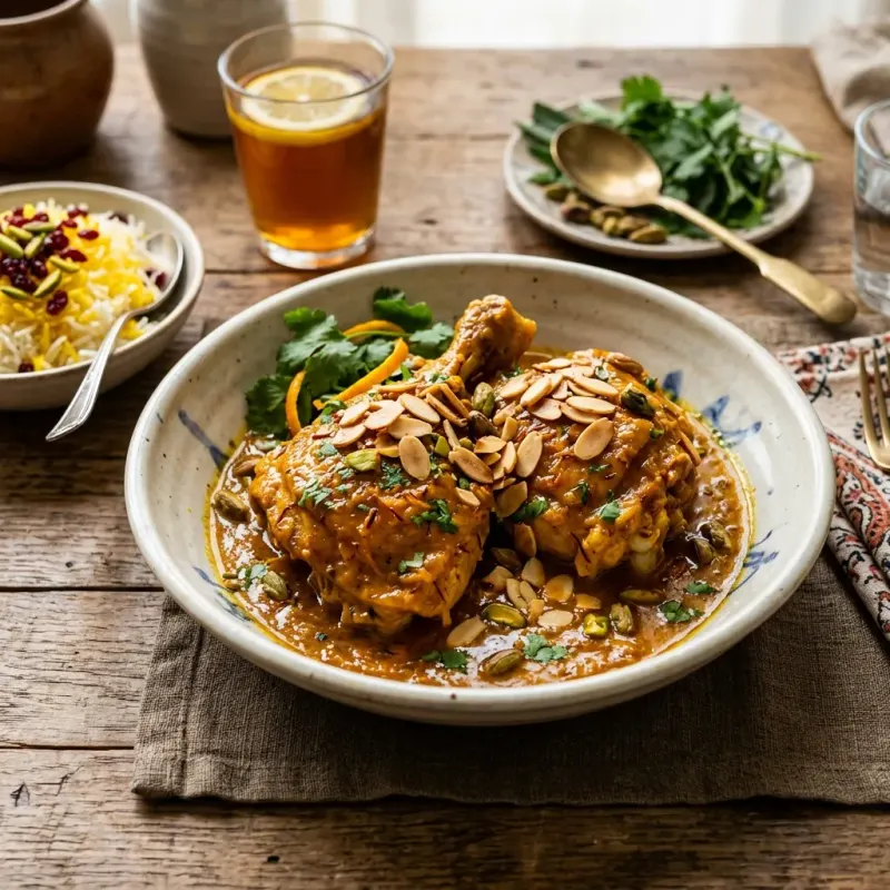 Iranian Citrus And Cardamom Braised Chicken Thighs
