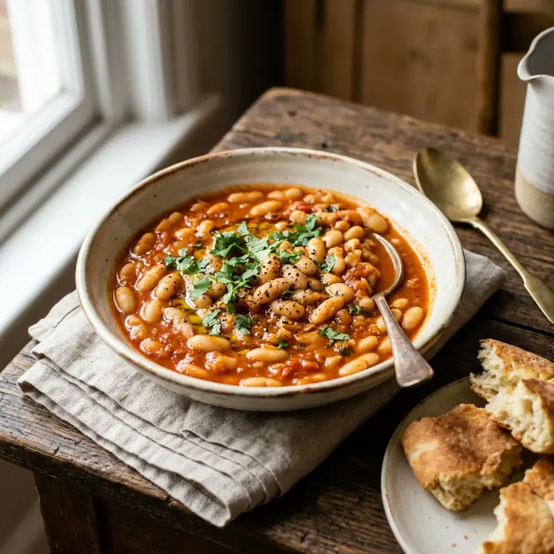 Moroccan Paprika And Garlic Stewed Beans
