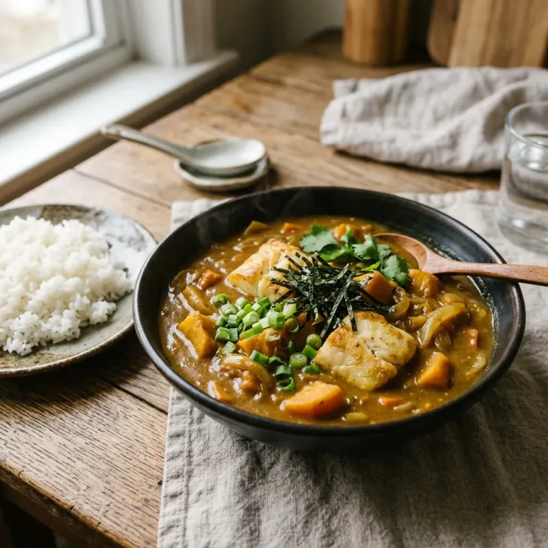 Golden Sweet Potato Halibut Curry
