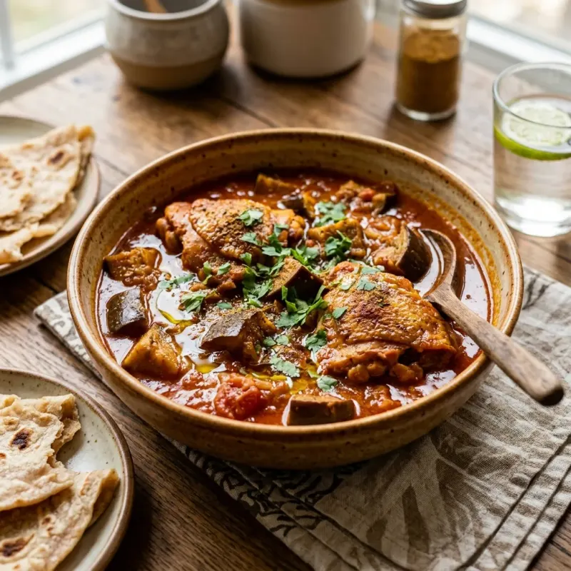 Somali Spiced Chicken And Eggplant Maraq Stew