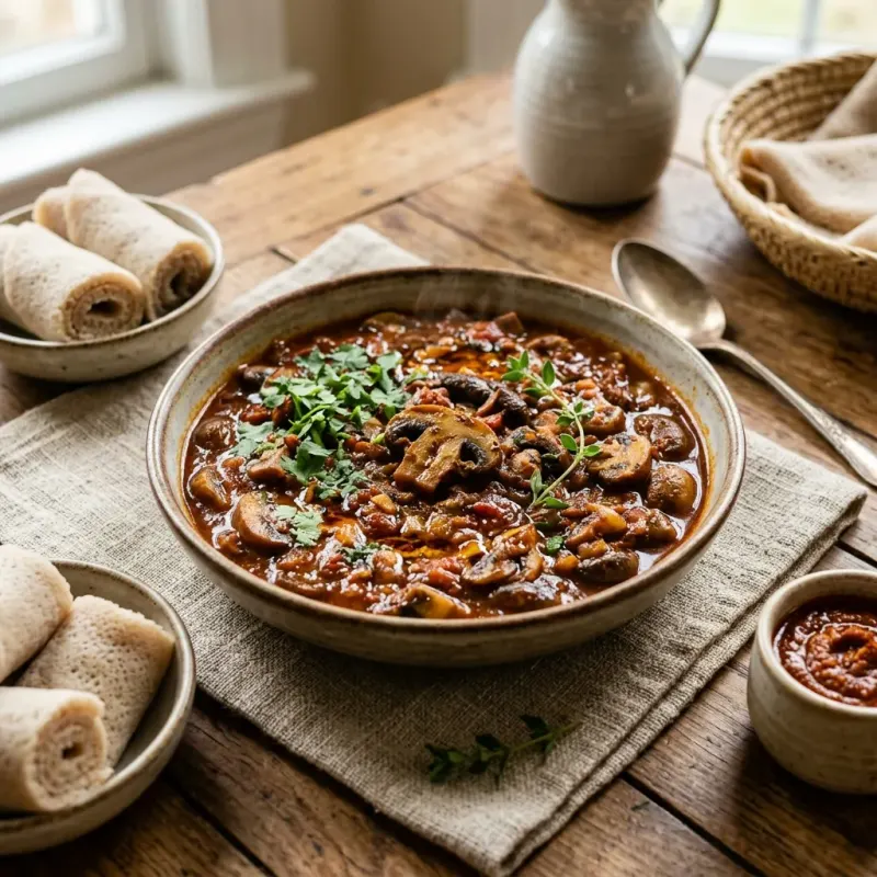 Ethiopian Berbere Mushroom And Tomato Stew