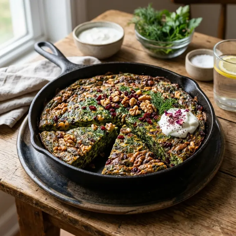 Iranian Persian Herb And Walnut Omelet