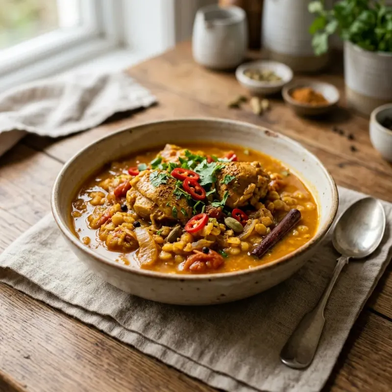 Somali Spiced Chicken And Yellow Split Pea Maraq