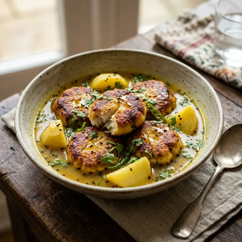 Bengali Nigella Spiced Fish Cakes In Light Stew