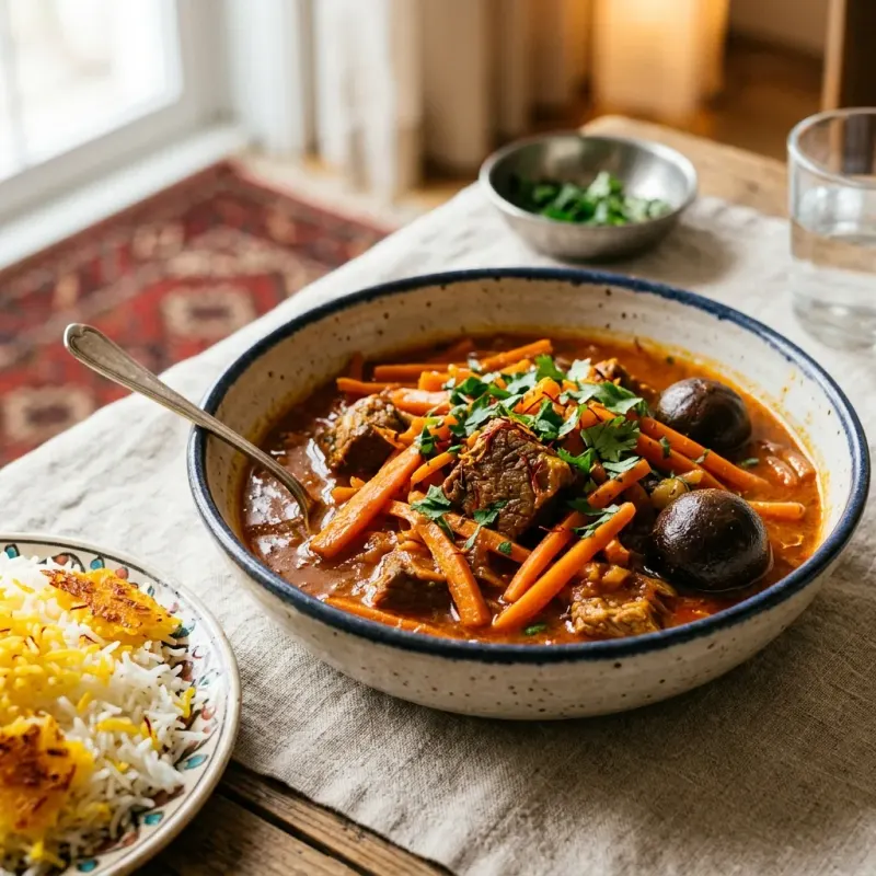 Iranian Saffron Carrot And Dried Lime Beef Stew