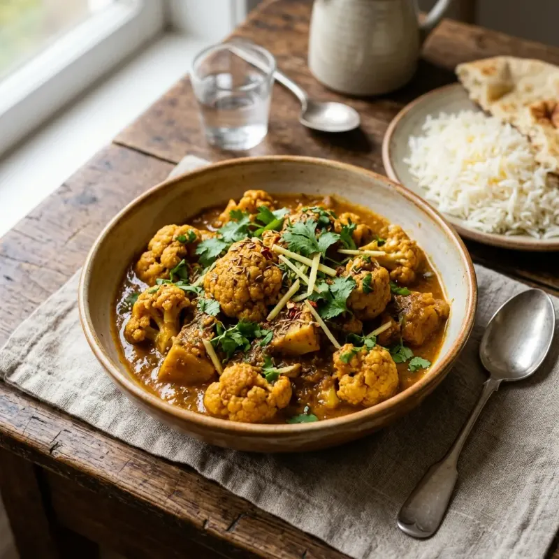 Afghan Coriander And Ginger Braised Cauliflower