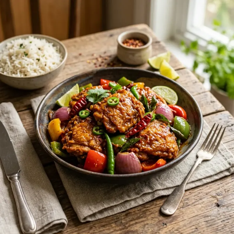 Sri Lankan Devilled Chili Chicken Thighs