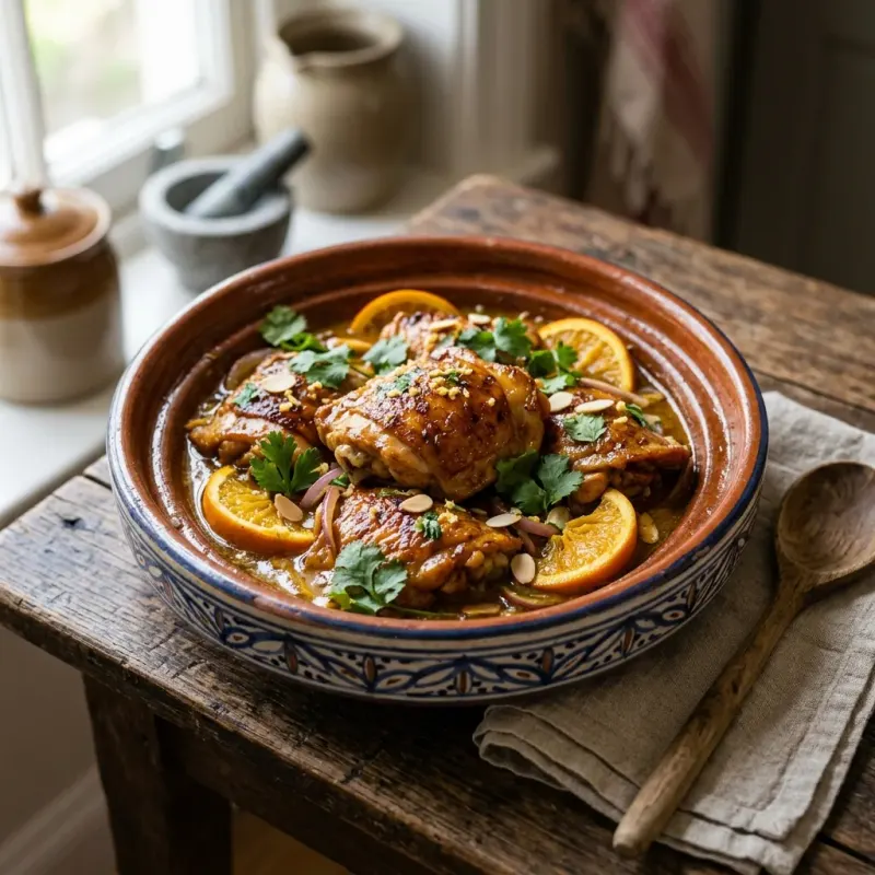 Moroccan Orange And Ginger Braised Chicken Thighs
