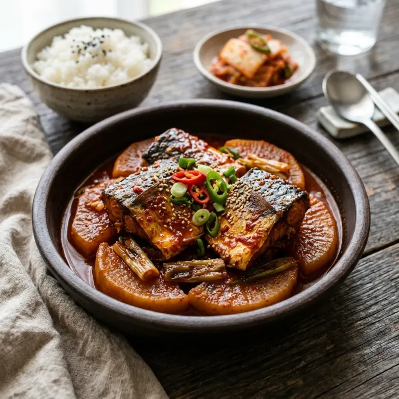 Braised Spicy Mackerel With Daikon Radish