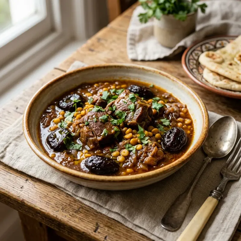 Afghan Spiced Lamb Stew With Yellow Split Peas And Prunes