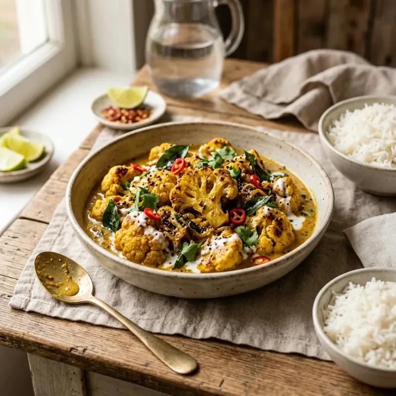 Sri Lankan Coconut Roasted Cauliflower Curry
